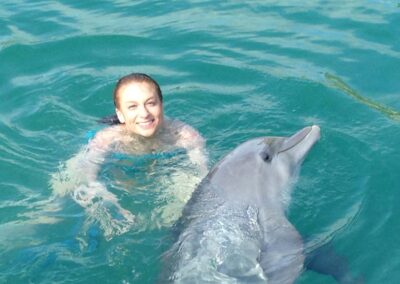 Swimming with dolphins on a Bahamas Cruise