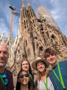 PXL_20240615_072110601 Family visiting the Sagrada Familia in Barcelona, showcasing the intricate architectural details and ongoing construction, emphasizing memorable travel experiences.